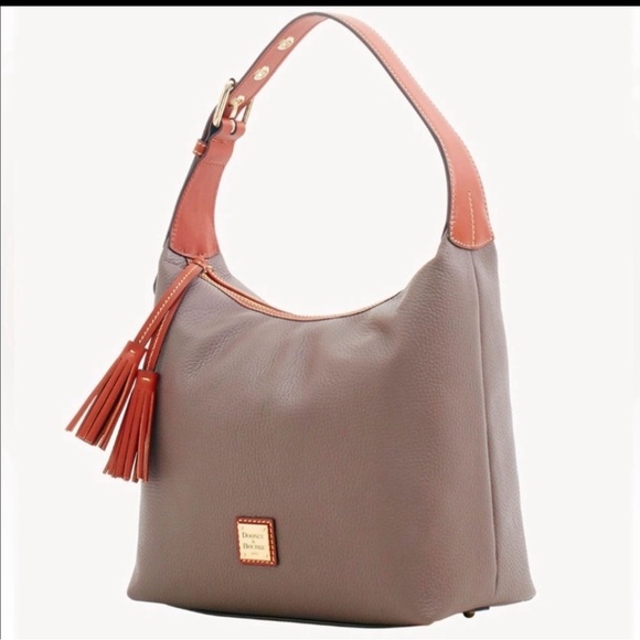 Dooney & Bourke Taupe and Coral Hobo Bag - Picture 2 of 16